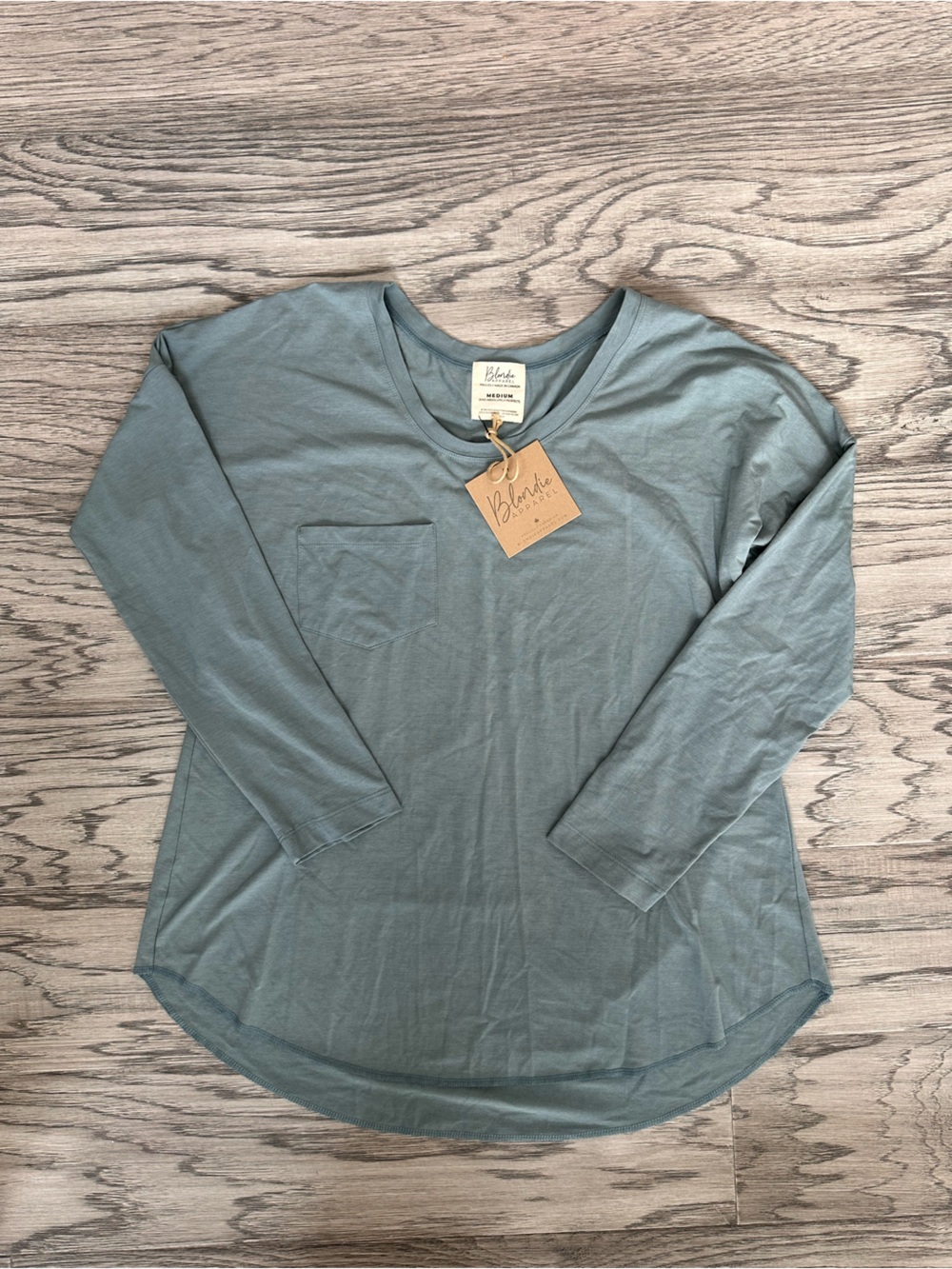 Blondie bamboo Sage Green Long Sleeve Pocket Tee